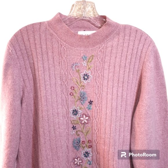 Beautiful Beaded Embroidered Vintage Lavender Sweater L - Picture 3 of 10